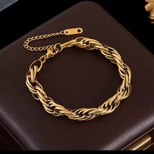 GANEMLY 316L Stainless Steel Metal Bracelet Waterproof Jewelry  Gold Color